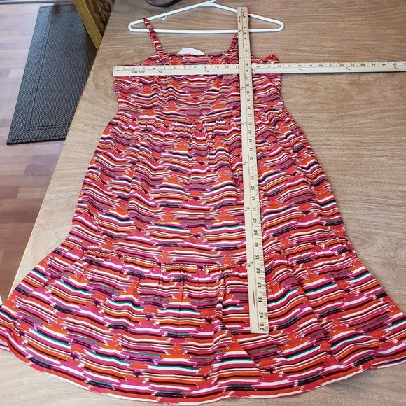 Loft Ikat Womens Dress Size 6 Red Pink Smocked Back Western Ruffle Desert NEW - Picture 12 of 15